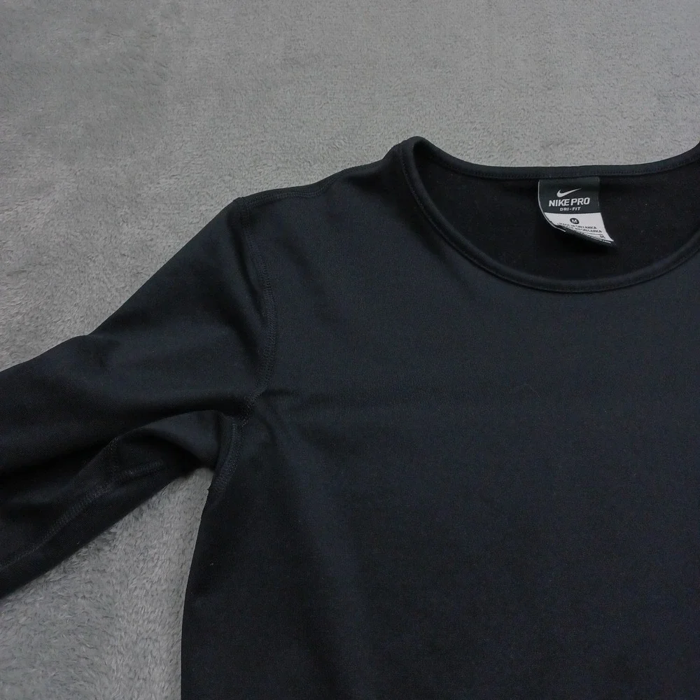 Nike Top Womens Medium Black Pro Dri Fit Activewear Gym Training Long Sleeve